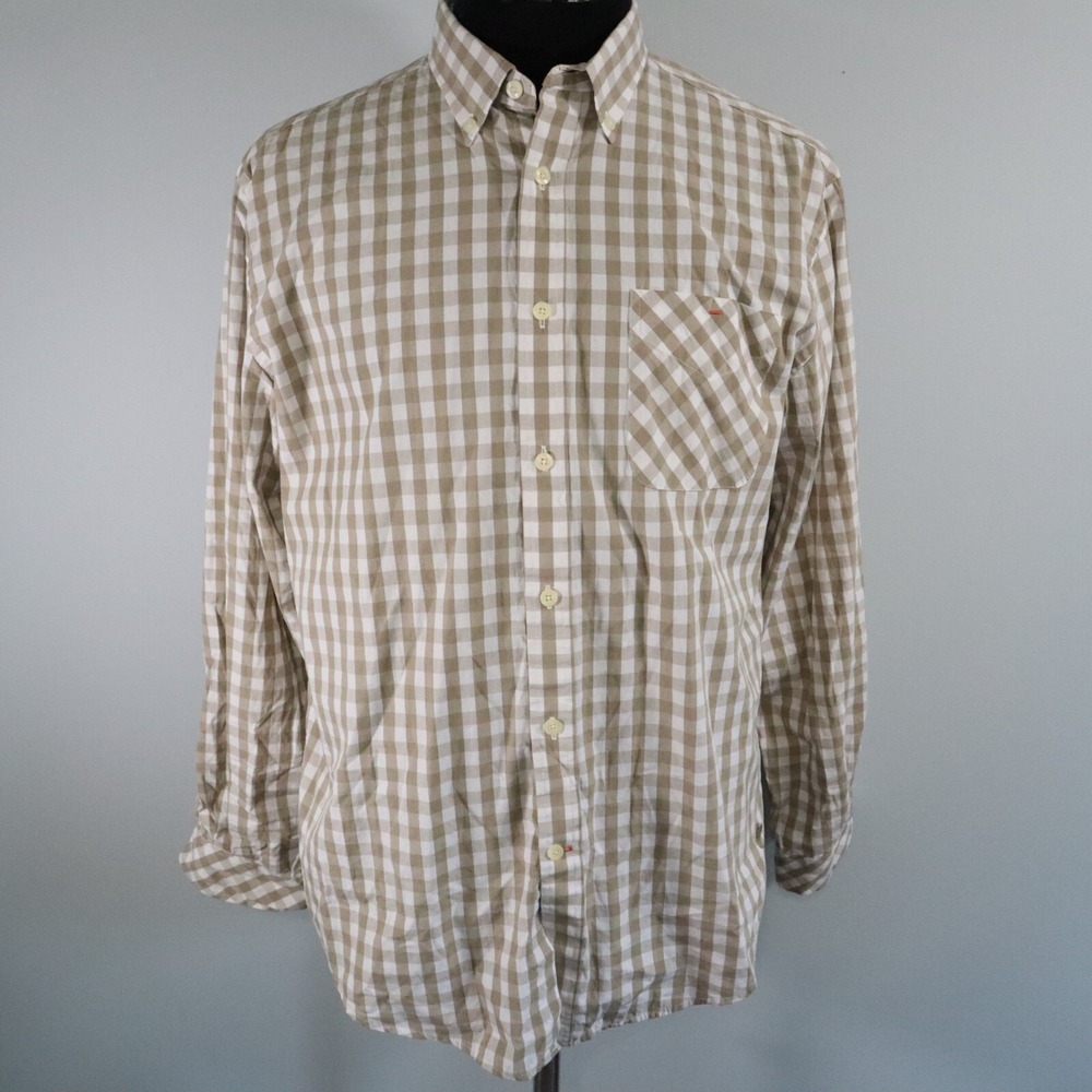 John Bartlett Consensus Shirt Mens Medium Casual Button Up Gingham Long‎ Sleeve